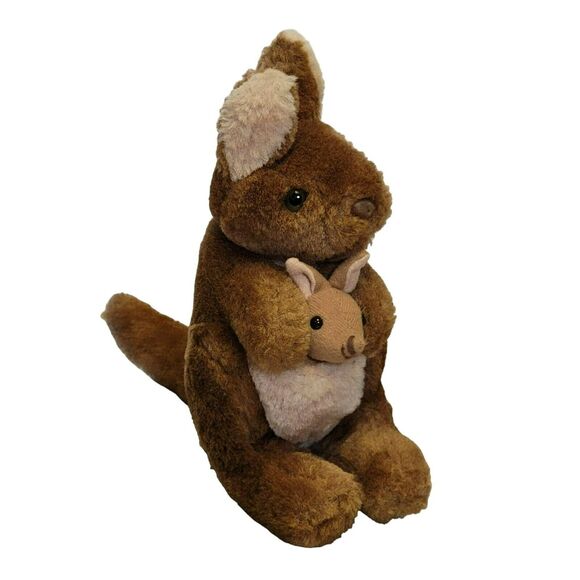 VTG 80s Kangaroo & Baby Joey Plush 7" Stuffed Animal Toy Australia Souvenir Gift - Picture 1 of 9